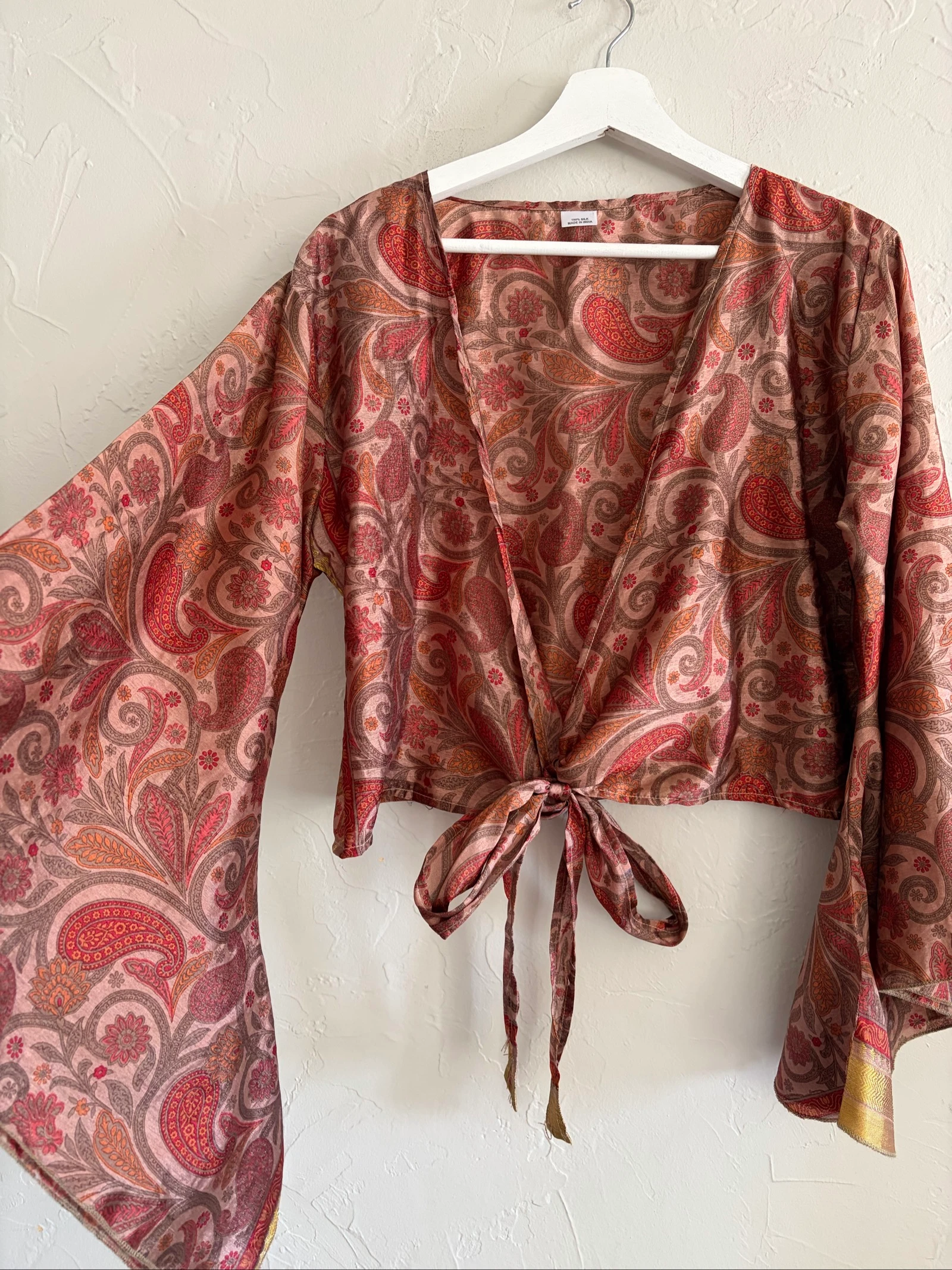 Blouse - zijden kimono met wijde mouwen om vast te binden – photo 2
